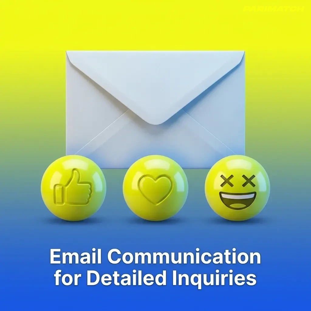Parimatch customer support email guide for detailed inquiries, secure document submissions, and complex issues.